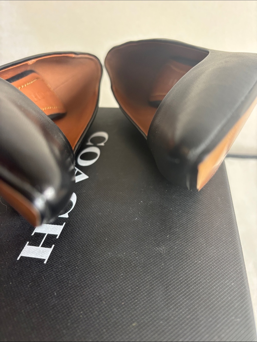 COACH Black Leather Pointed-Toe Pumps - Picture 5 of 12